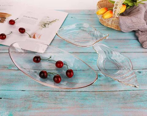 Hecho en China, uso diario Glod Rim Glass Fruit Bowl Set para el mercado europeo