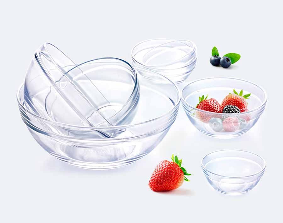 صنع في الصين الاستخدام اليومي Glod Rim Glass Fruit Bowl Set لسوق أوروبا