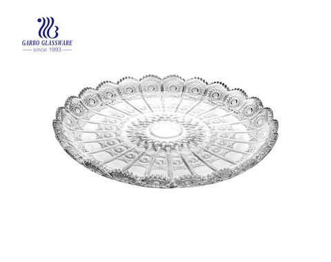 Sunflower Series of Elegant Glass Fruit Plate with Foot for Fruit and Nuts Serving