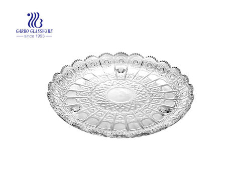 Sunflower Series of Elegant Glass Fruit Plate with Foot for Fruit and Nuts Serving