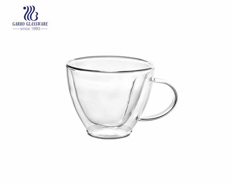 double layer glass tea mug with available custom logo printing