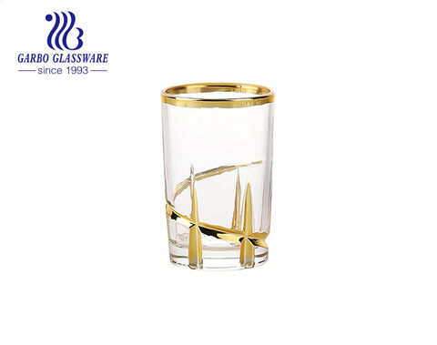 6OZ Arabische Glas-Teetasse im neuen Stil mit Gold und Silber