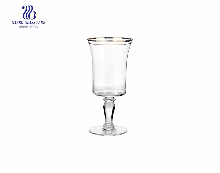 14oz زجاج الكريستال الشفاف Absinthe la muse النبيذ الزجاج مع هيئة مربعة وحافة الذهب الشهر
