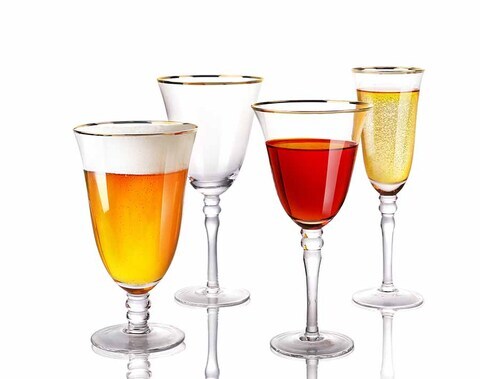 7oz luxury hand craft gold trim champagne glasses