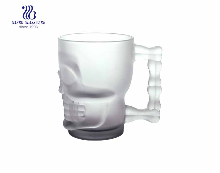 frosted printing glass beer mug with creative bell