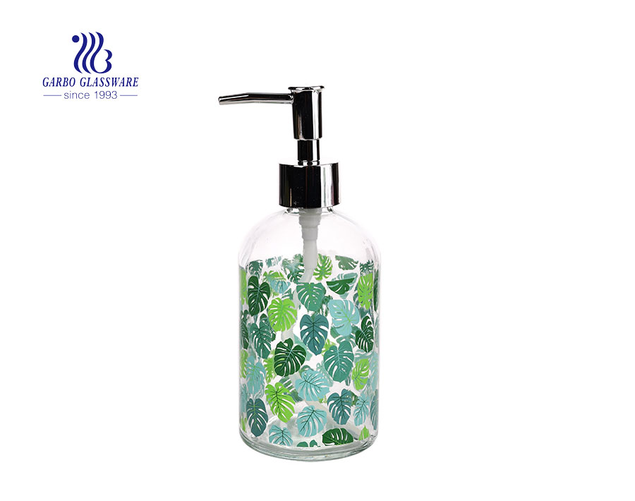 China cheap transparent 430ml glass sanitizer bottle hand wash bottle