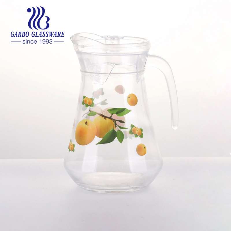 Heat transfer printing decor drinking glass pitcher set with 6 tumblers