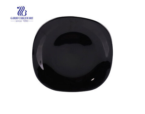 China Spining 9 inch High End Quality Black Opal Glass Plate