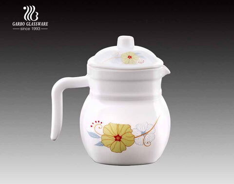 High Quality Customized Decal Design Cheap Opal Glass Tea Pot