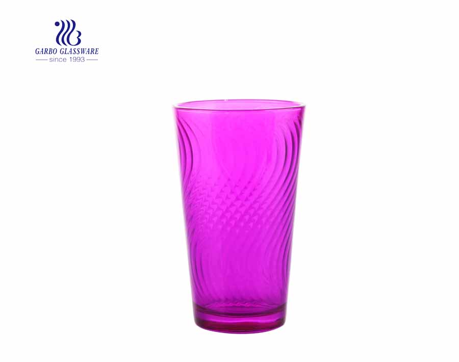 450ml red color glass drinking tumblers with circle designs