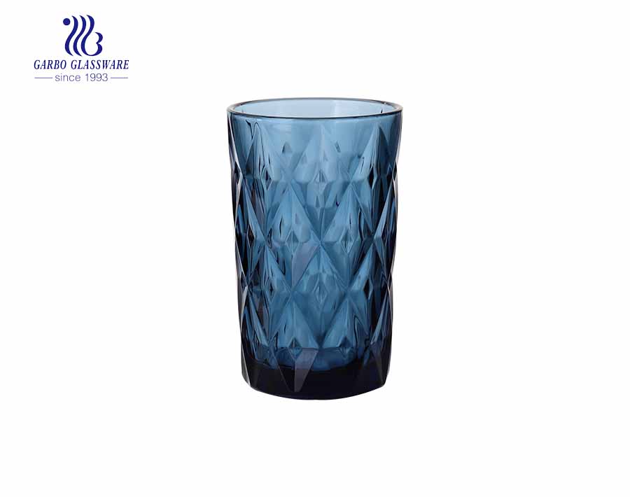 Copos de vidro de champanhe azul escuro de 150 ml de cor sólida com novos desenhos de diamante