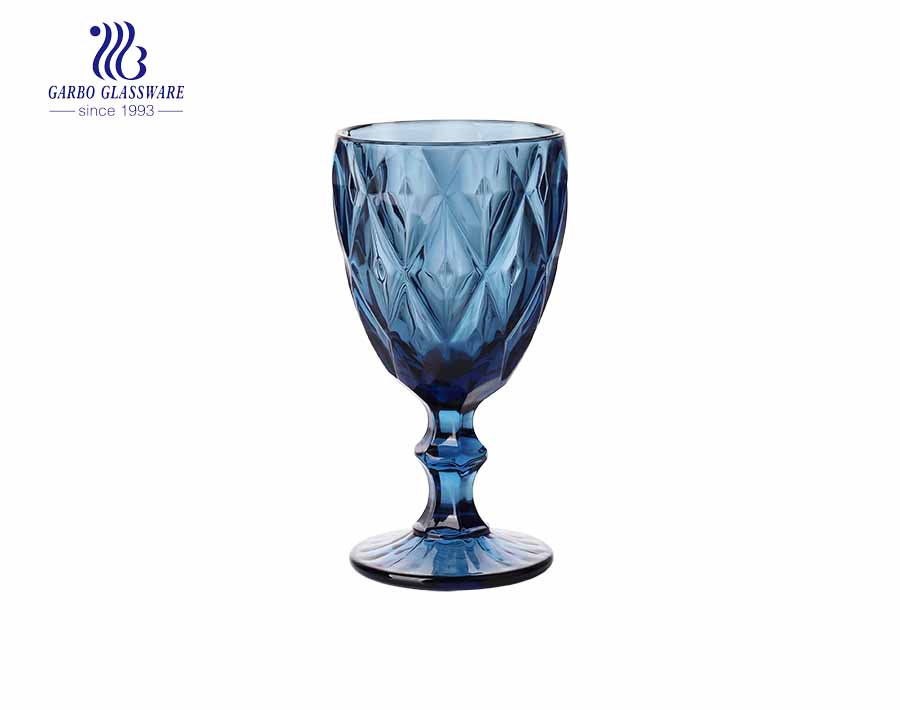 Copos de vidro de champanhe azul escuro de 150 ml de cor sólida com novos desenhos de diamante