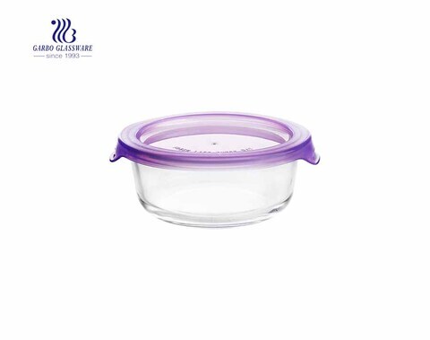 Boîte à lunch ronde en verre pyrex simple hermétique 400ml