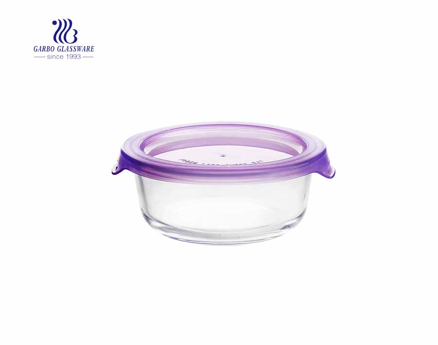 400ml Simple airtight pyrex round glass lunch box