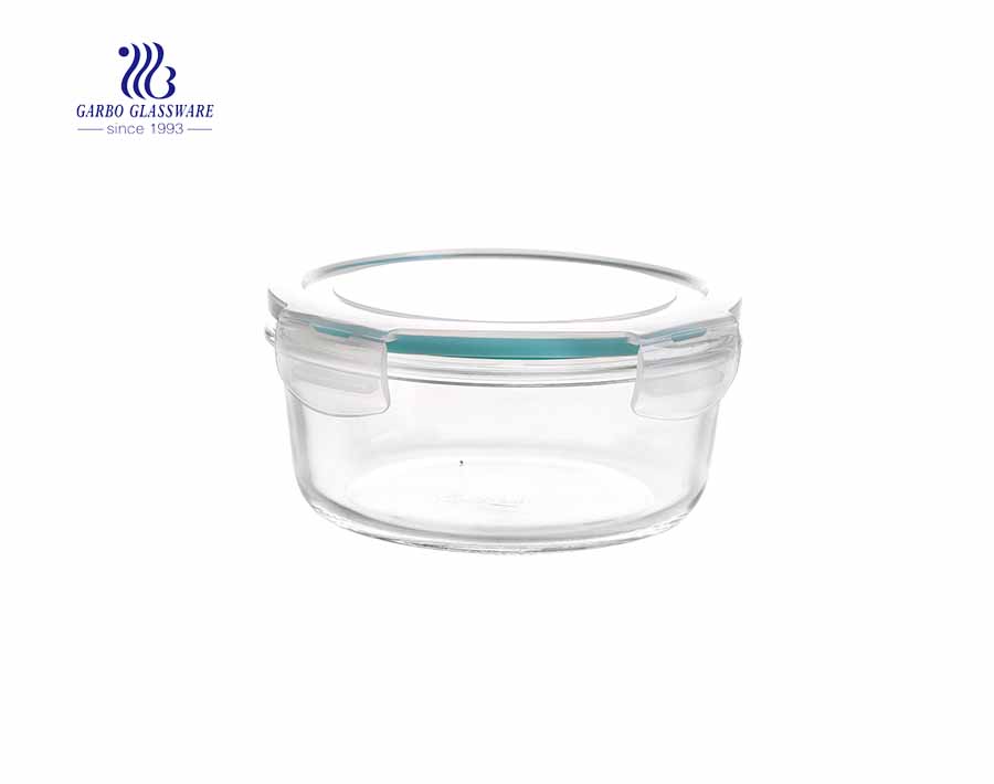 400ml Einfache luftdichte Pyrex-Lunchbox aus rundem Glas