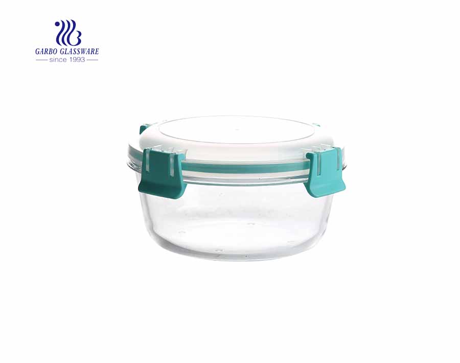 Fiambrera de vidrio redondo simple y hermético de 400 ml