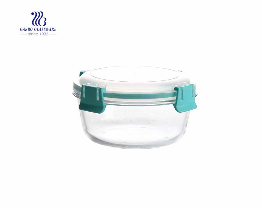 400ml Einfache luftdichte Pyrex-Lunchbox aus rundem Glas