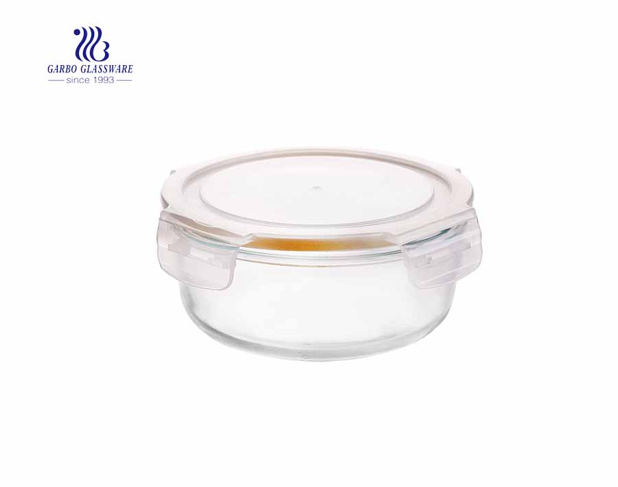 Boîte à lunch ronde en verre pyrex simple hermétique 400ml