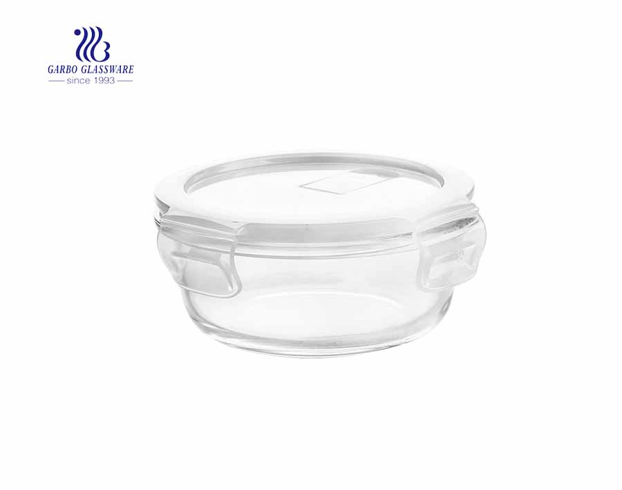 400ml Simple airtight pyrex round glass lunch box