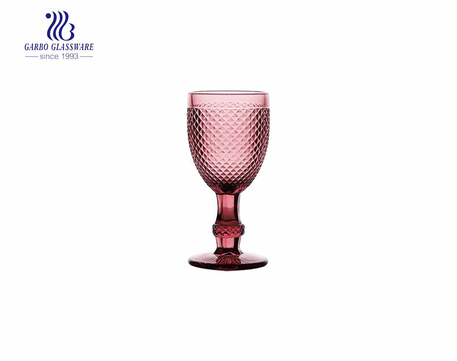 11 أوقية كأس النبيذ الزجاجي الوردي مع ستيمواري للحزب