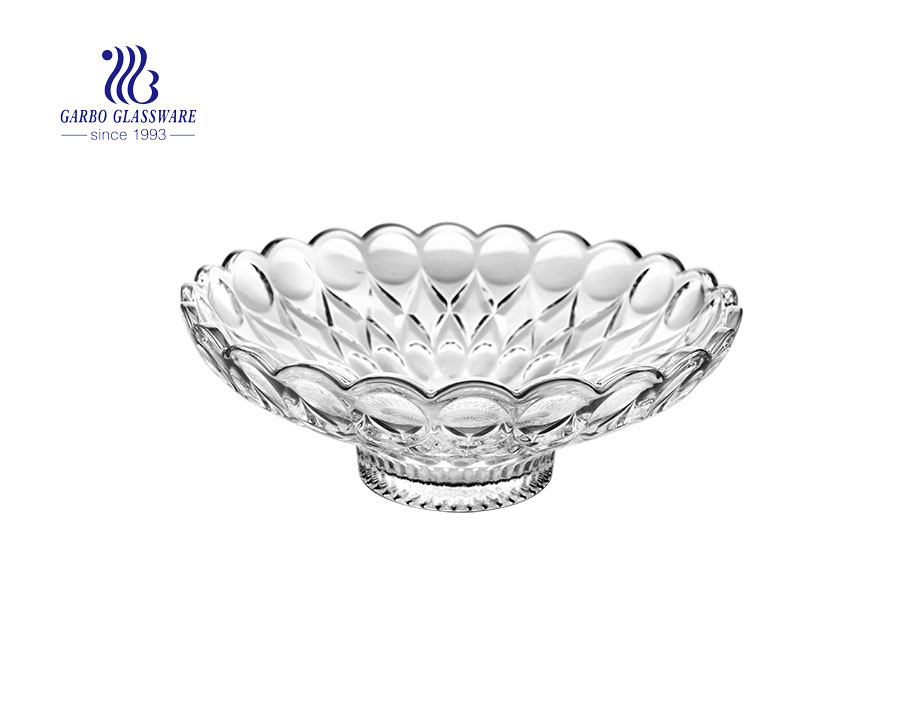 12.4'' Lotus Design Clear Glass Deep Plate Tableware for Home Decoration