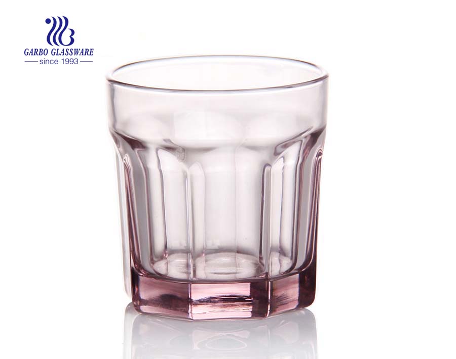 Lujo en stock vaso de vidrio color rosa teñido