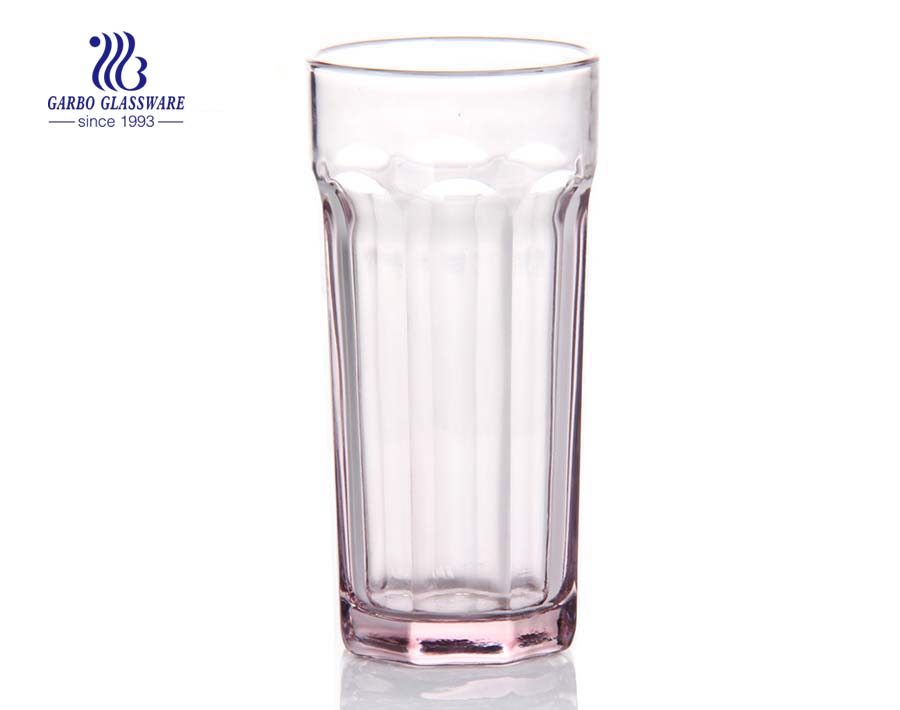 Lujo en stock vaso de vidrio color rosa teñido