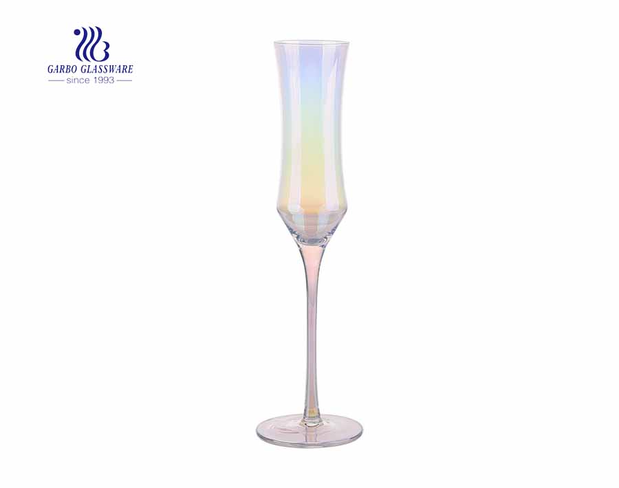 180ml Straight Cylindrical Iridescent Electronic Plate Sparkling Wine Glass for Wedding Decor