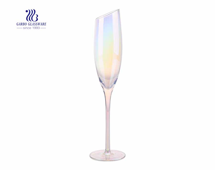 結婚式の装飾のための180 mlストレート円筒虹色電子プレートスパークリングワイングラス
