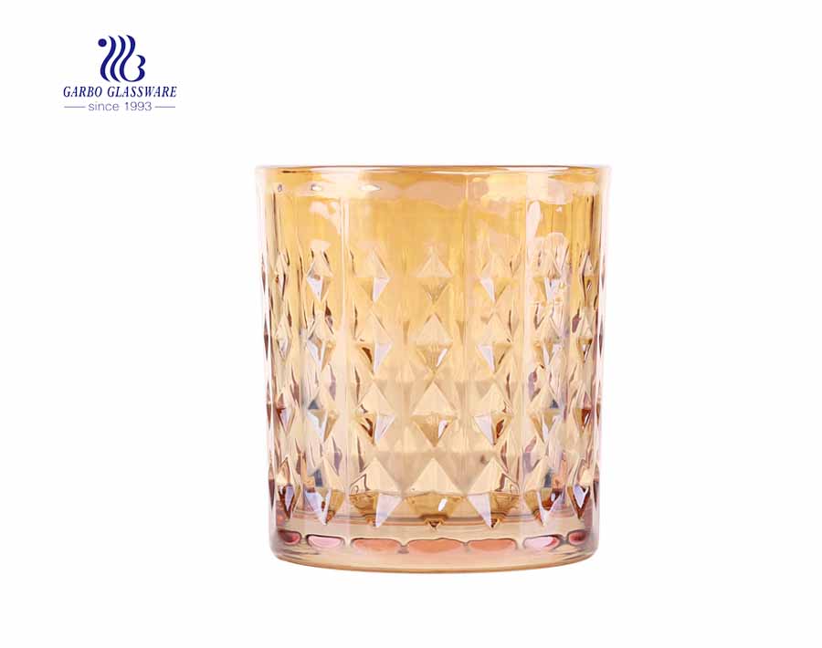 Vasos de jugo de vidrio de whisky dorado para beber de 330 ml