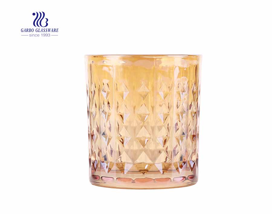 11oz diamond glass engraved gold glass tumblers for cool drinking
