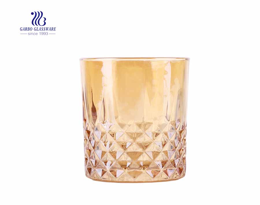 11oz diamond glass engraved gold glass tumblers for cool drinking