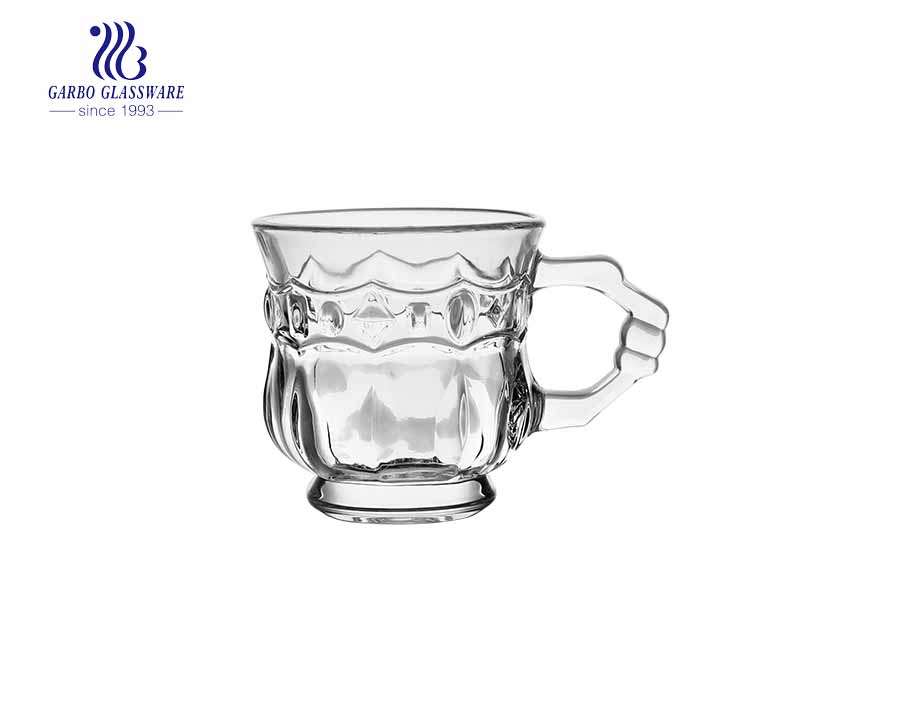 rim gold glass mug in glass tea drink mug with decal printing