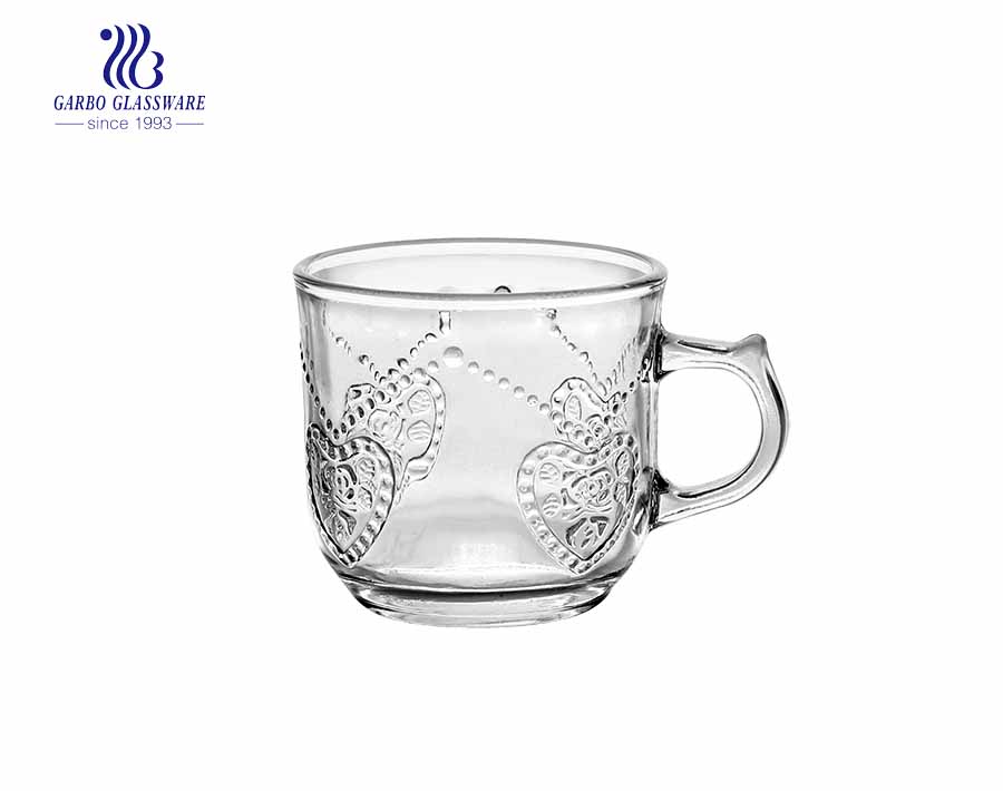 rim gold glass mug in glass tea drink mug with decal printing