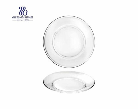 Assiettes plates en verre de 10.5 pouces de forme ronde transparente simple