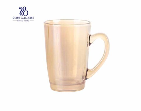 8oz glass coffee mugs with iron electroplated for restaurant 