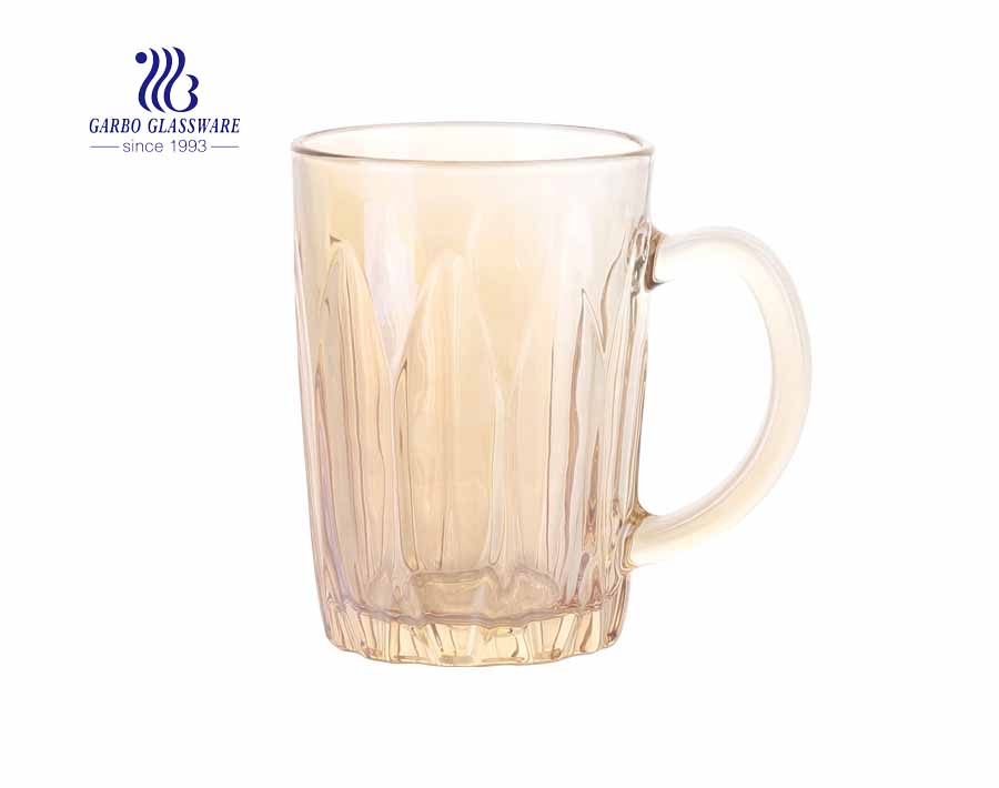 8oz glass coffee mugs with iron electroplated for restaurant 