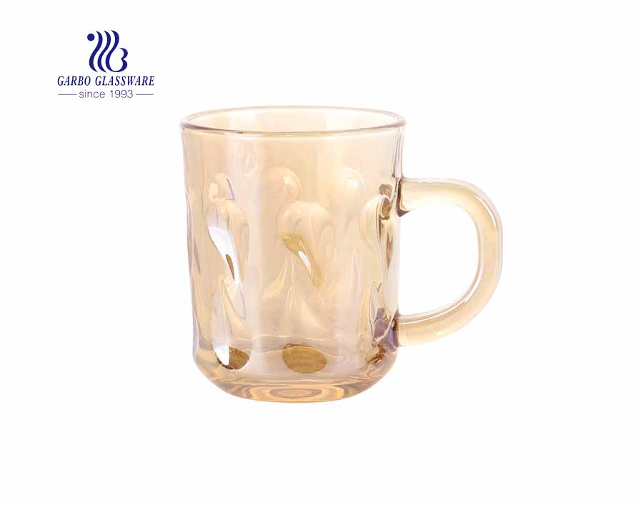 8oz glass coffee mugs with iron electroplated for restaurant 