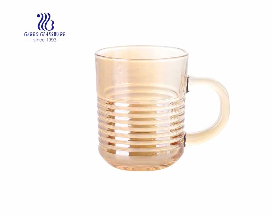 8oz glass coffee mugs with iron electroplated for restaurant 