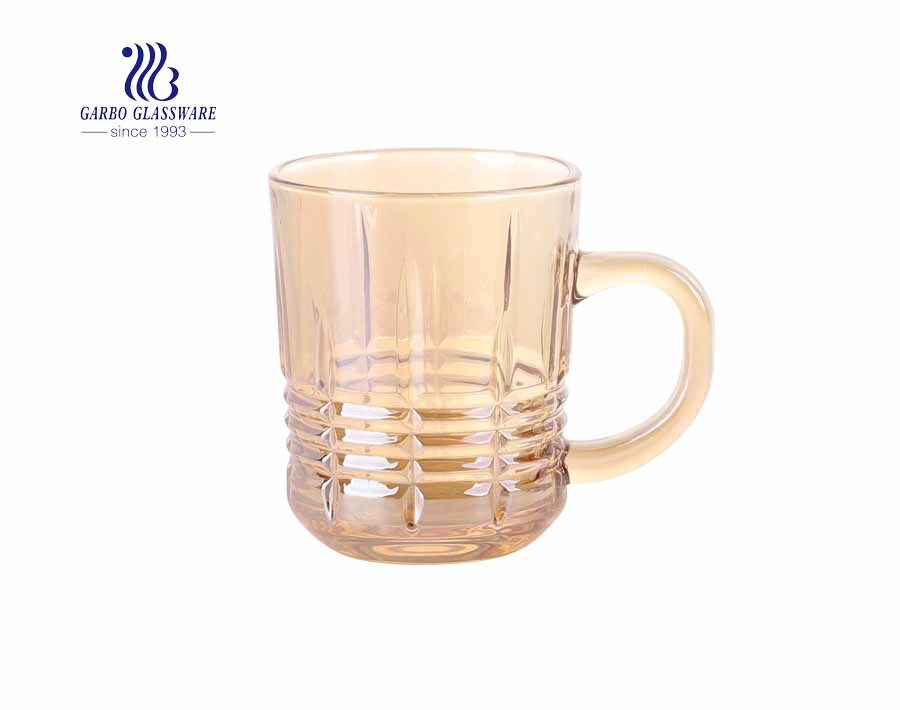 8oz glass coffee mugs with iron electroplated for restaurant 