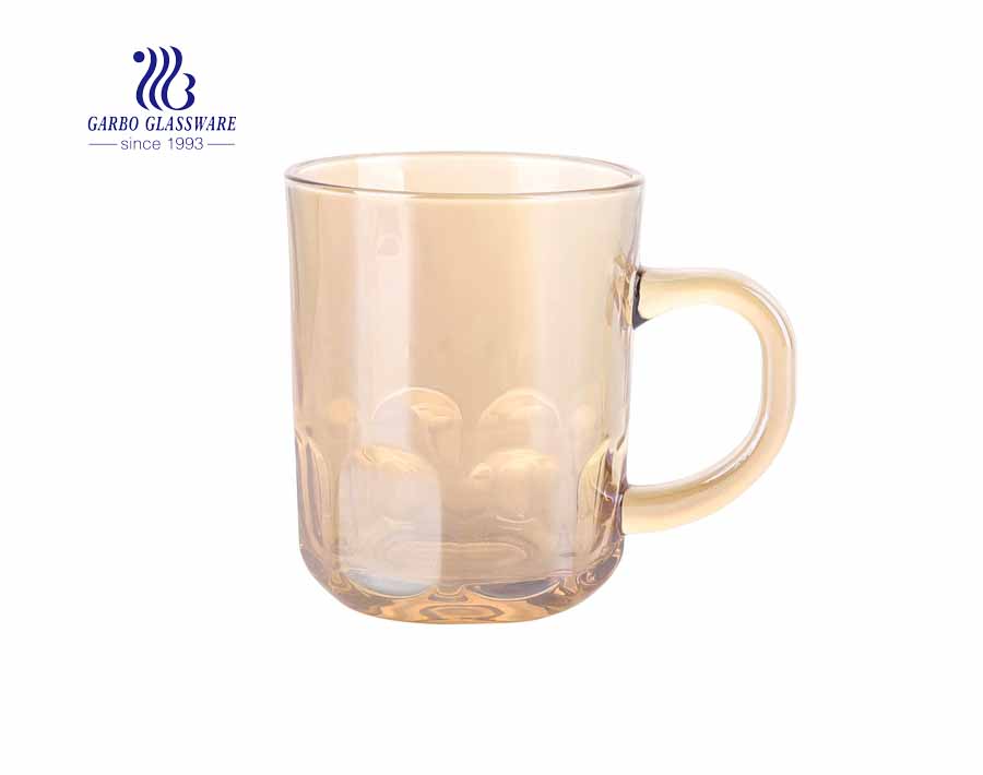 8oz glass coffee mugs with iron electroplated for restaurant 