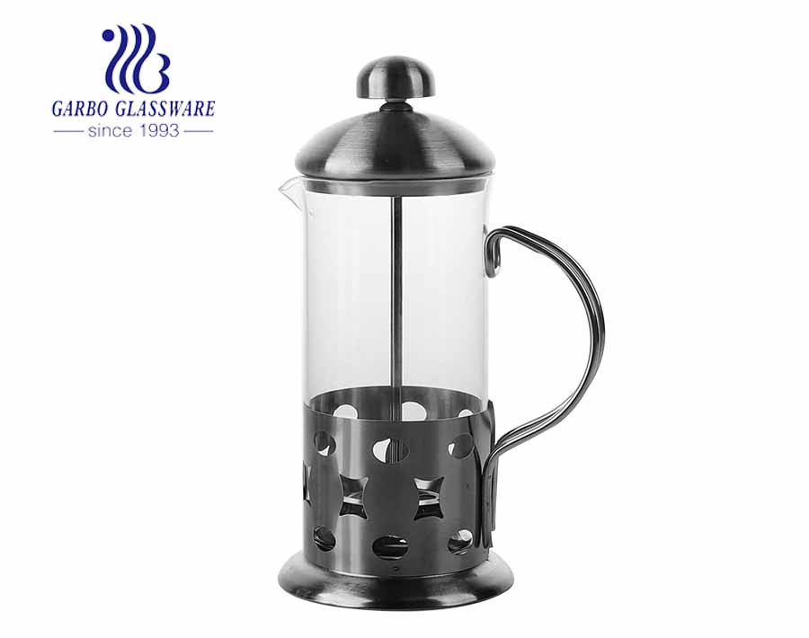 Cafetière à haute teneur en borosilicate en verre de presse française en verre résistant à la chaleur de 12.5 oz