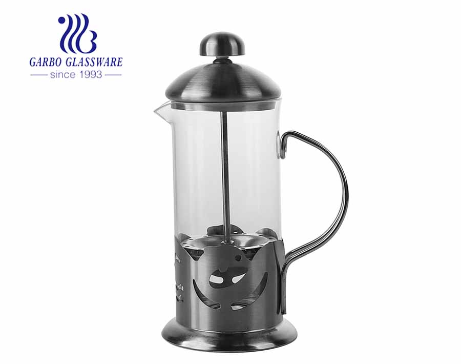 Cafetière à haute teneur en borosilicate en verre de presse française en verre résistant à la chaleur de 12.5 oz