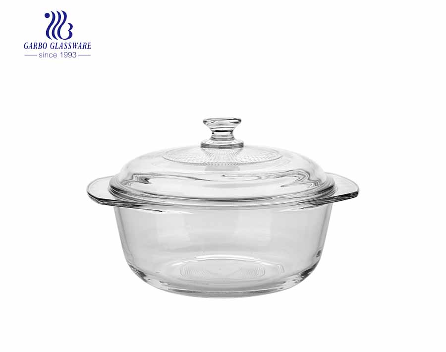 Récipient de nourriture de plat de casserole de cuisson en verre électrolytique de 2400 ml pour micro-ondes en utilisant