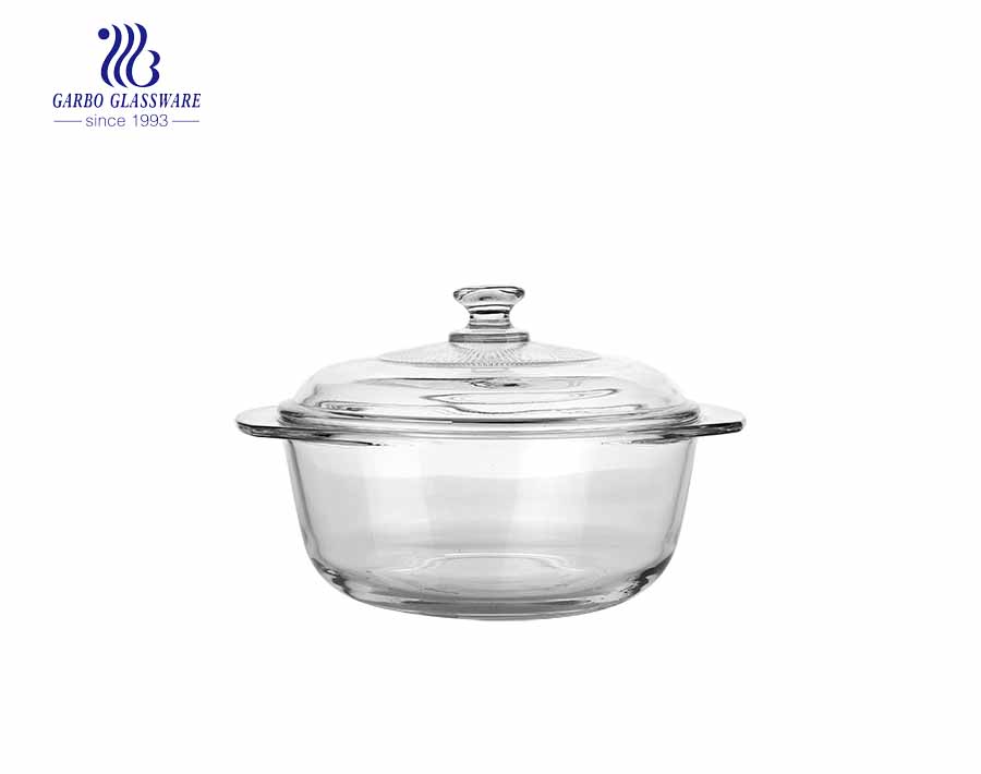 Récipient de nourriture de plat de casserole de cuisson en verre électrolytique de 2400 ml pour micro-ondes en utilisant