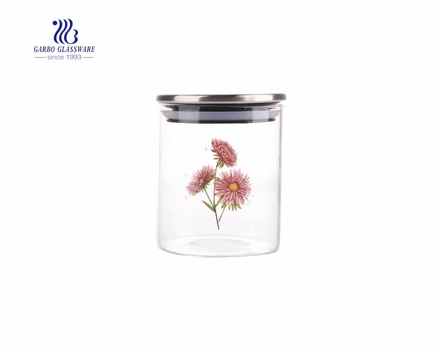 cute design of glass storage jars 1000ml glass storage jars 