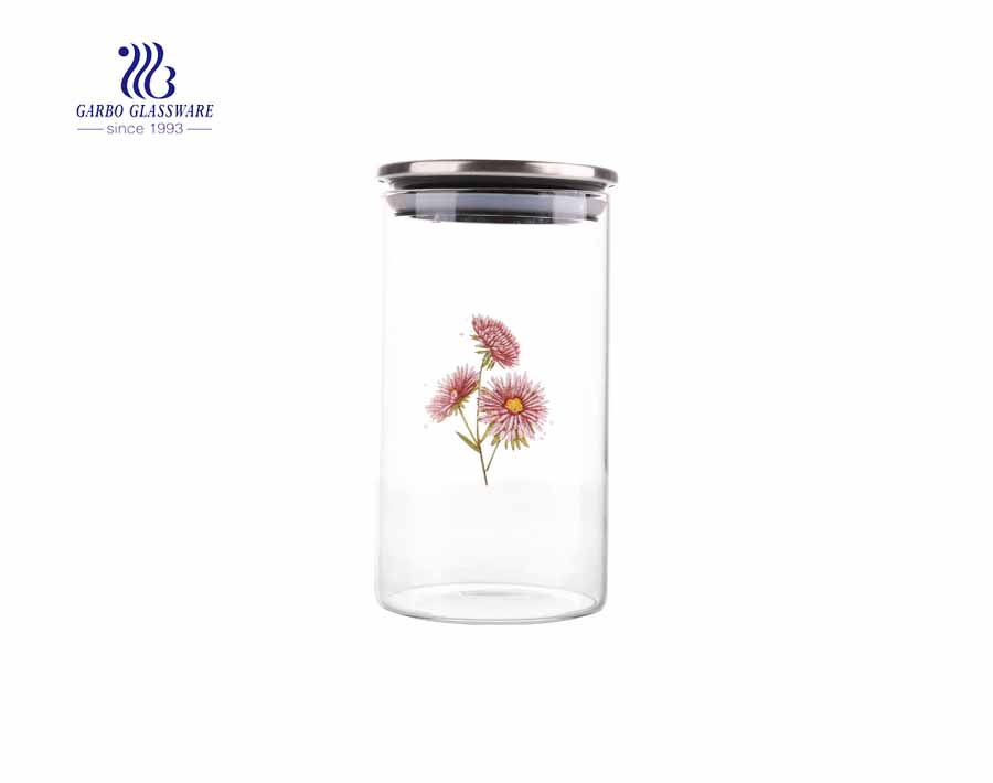 cute design of glass storage jars 1000ml glass storage jars 