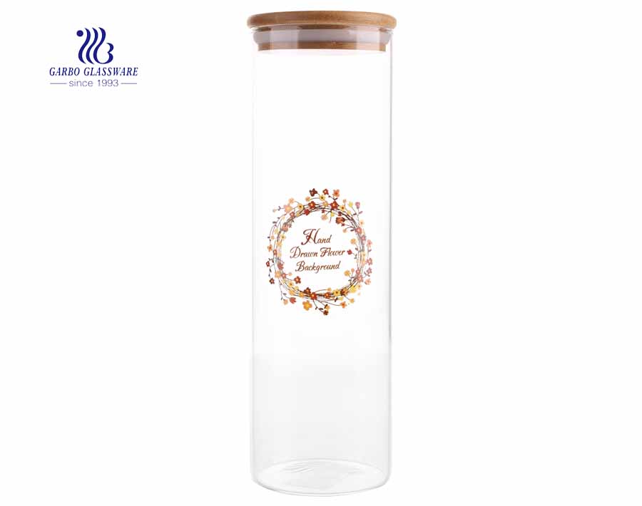 cute design of glass storage jars 1000ml glass storage jars 