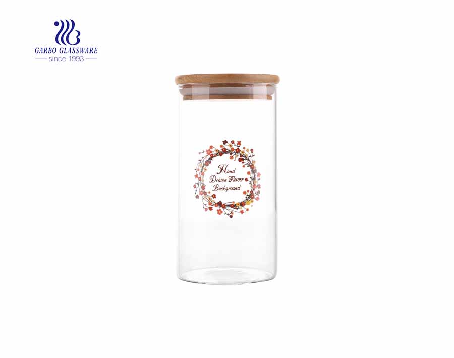 big size 880ml glass storage  jars decal storage jars