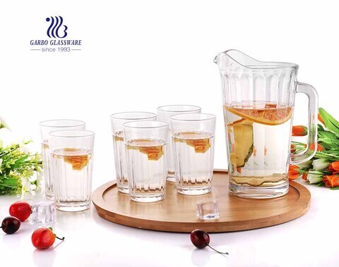 إبريق عصير الزجاج الشفاف مجموعة إبريق الماء الزجاجي النمط الأوروبي